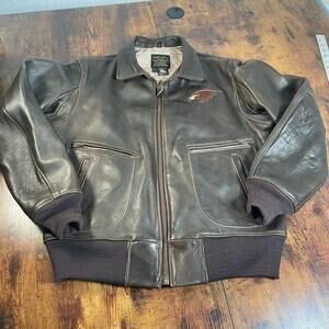 Cockpit The Mod Raider G-1 Leather Aviator Jacket Brown Men's‎ Size Large